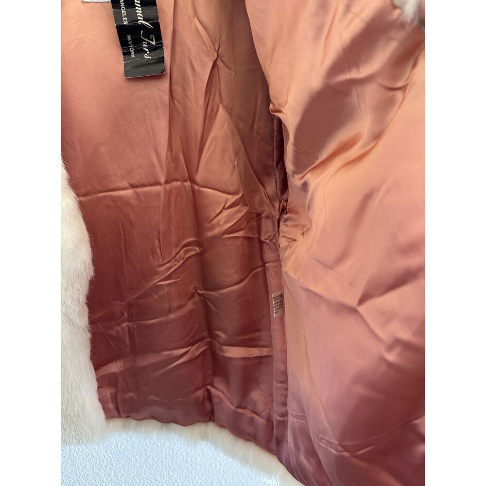 VTG Kamal Furs NWT Fluffy White Rabbit Fur Jacket Satin Lined Pockets Size L - Picture 11 of 13